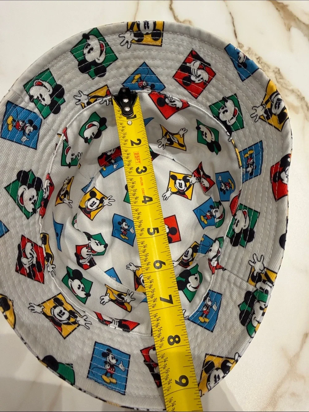 Disney Kids Bucket Hat with Multicolor Mickey Prints - White